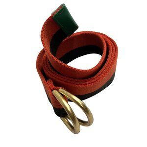 Britt Sisseck Stripe D-Ring Belt in Red Black